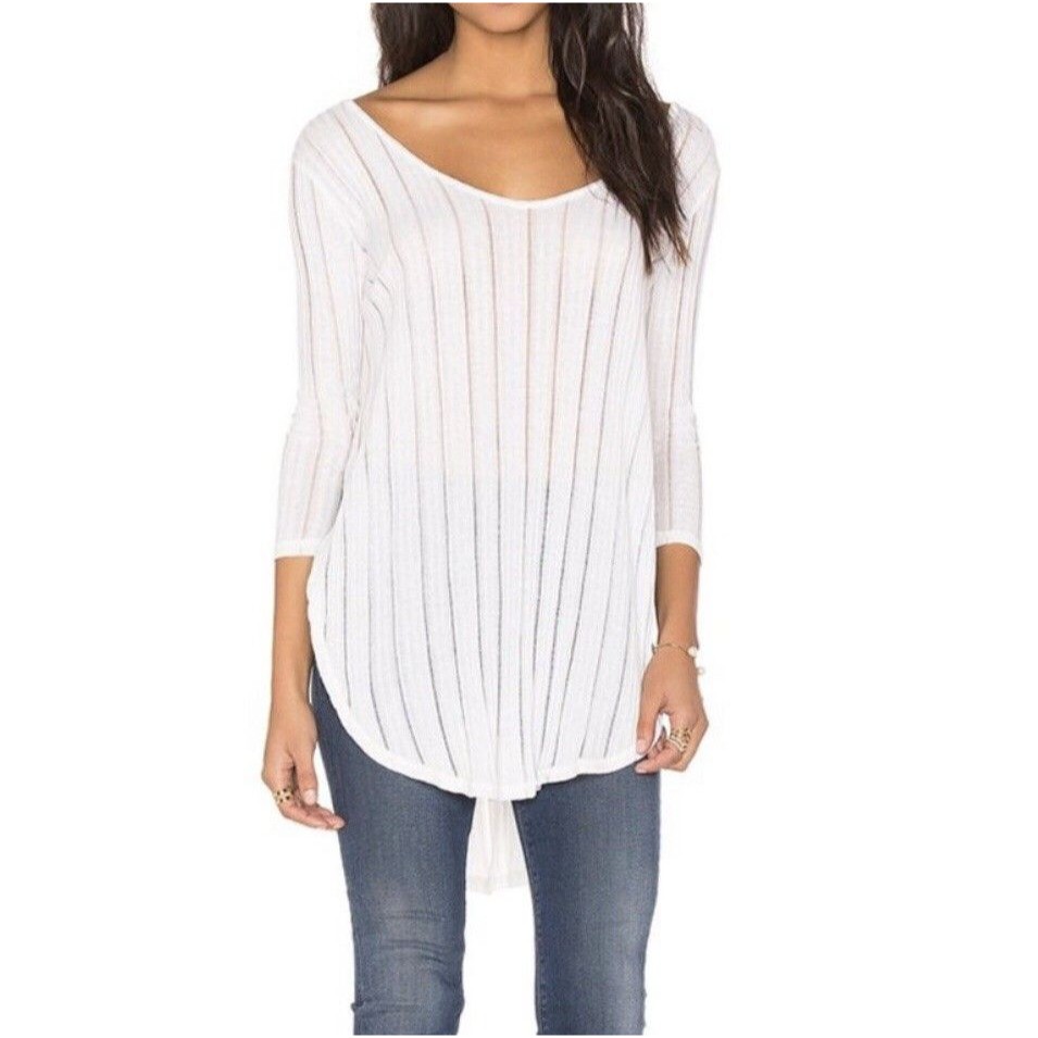 We The Free People Medium Astoria Hacci Top Hi Low Tunic Off-White Ob497978